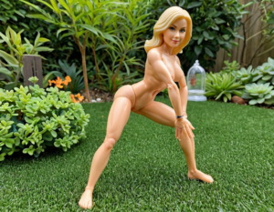 Action Woman posing naked doing yoga