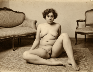 Albumen print of a naked woman vintage porn erotic retro black and white